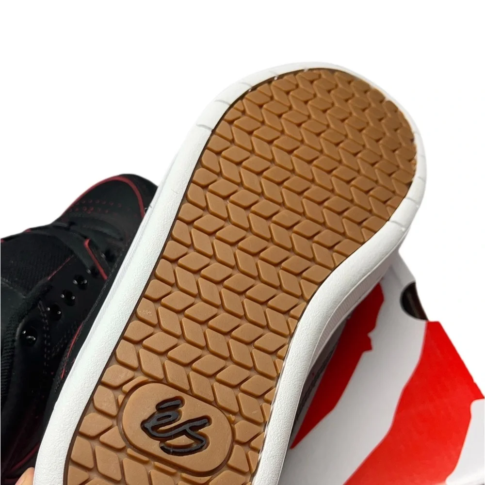 ES ACCEL OG retro black and red all leather chunky skateboarding shoes - Picture 8 of 11